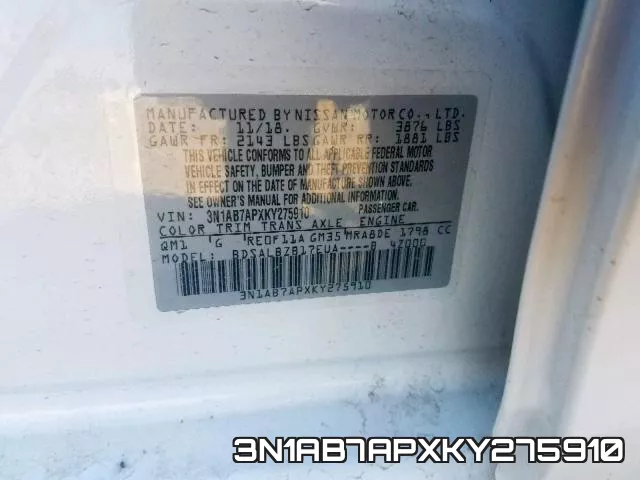 3N1AB7APXKY275910 фото 2
