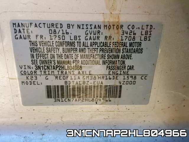 3N1CN7AP2HL804966 фото 2