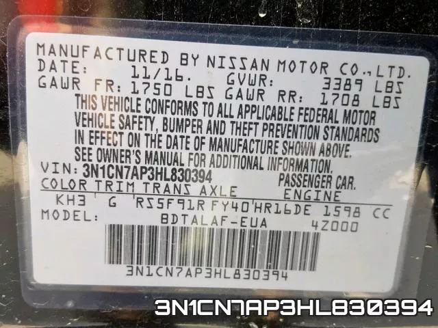 3N1CN7AP3HL830394 фото 2