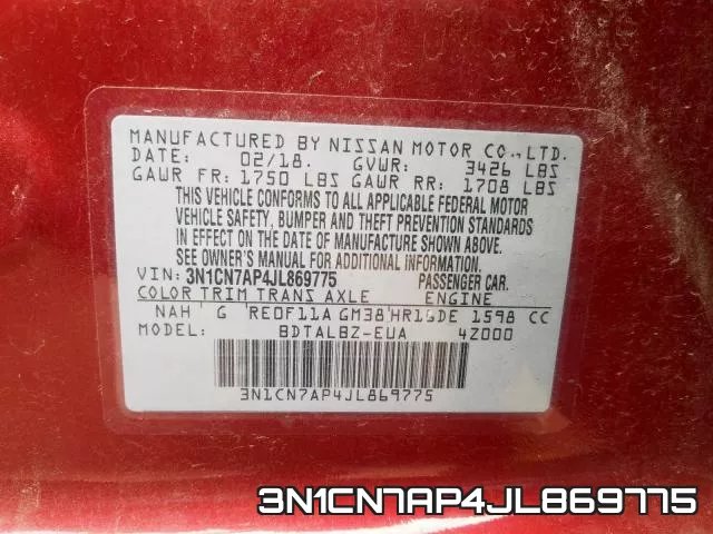 3N1CN7AP4JL869775 фото 2