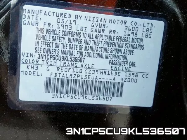 3N1CP5CU9KL536507 фото 2