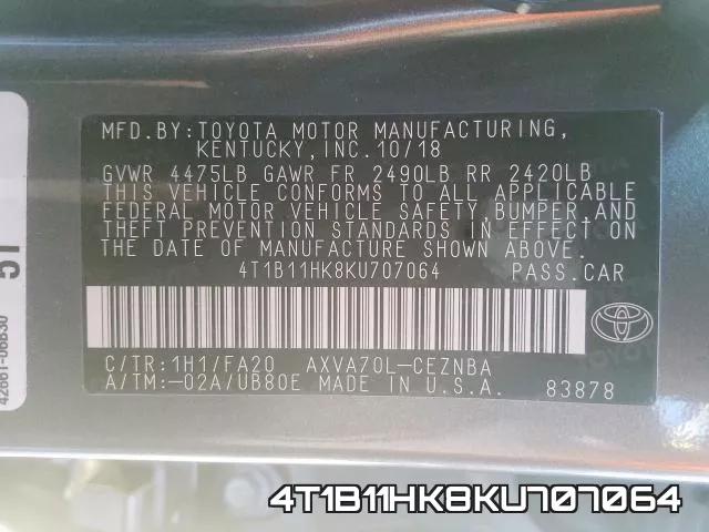 4T1B11HK8KU707064 фото 2
