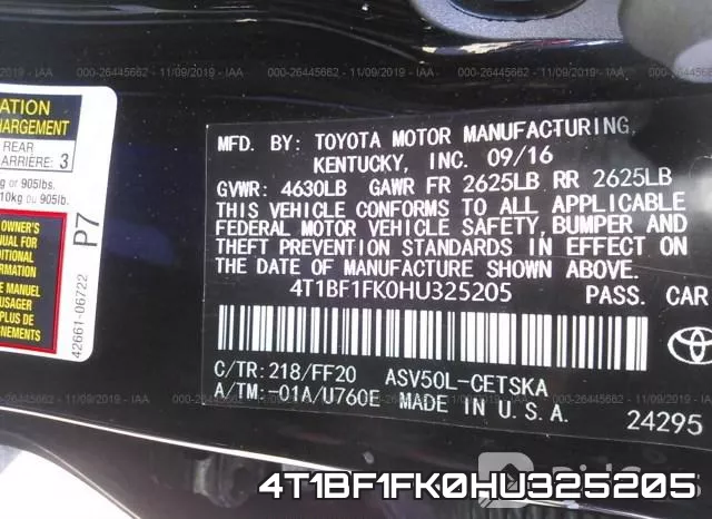 4T1BF1FK0HU325205 фото 7