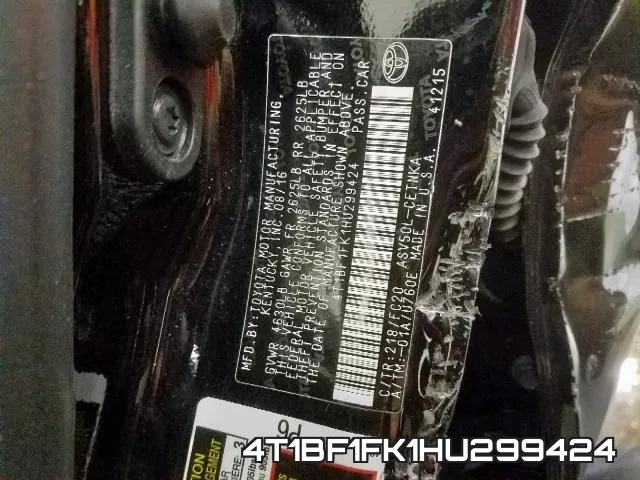 4T1BF1FK1HU299424 фото 2