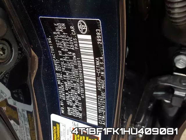 4T1BF1FK1HU409081 фото 2