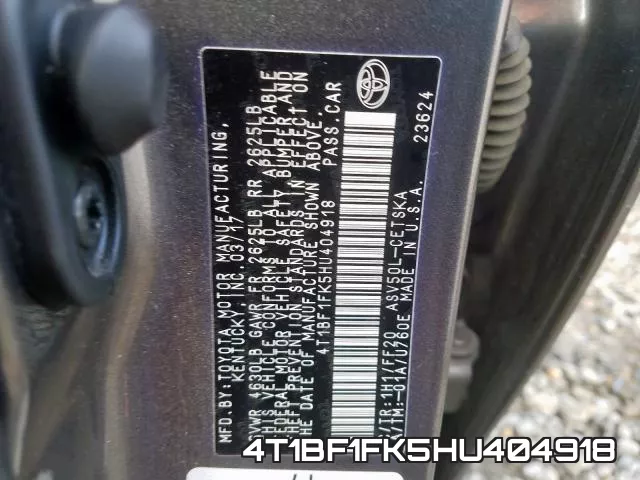4T1BF1FK5HU404918 фото 2