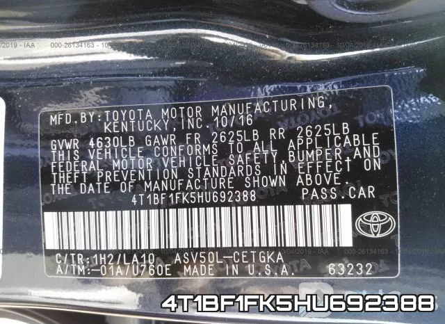 4T1BF1FK5HU692388 фото 10