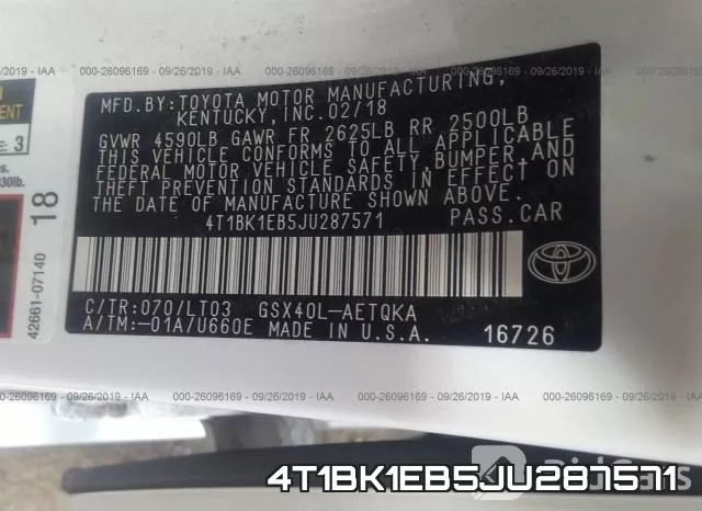 4T1BK1EB5JU287571 фото 8