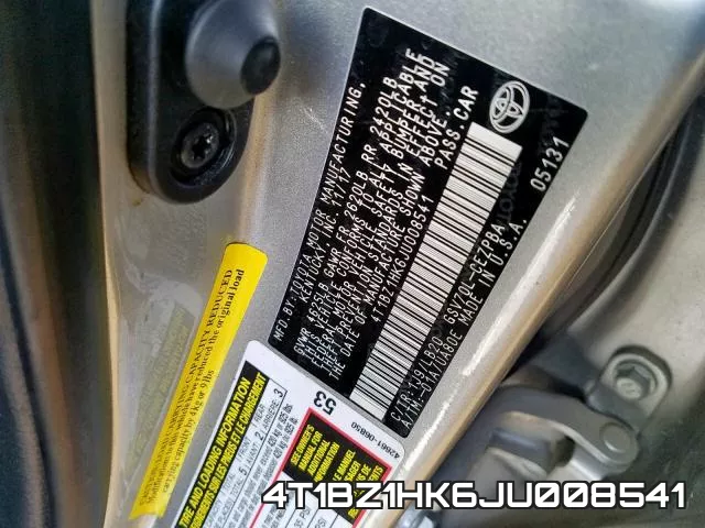 4T1BZ1HK6JU008541 фото 2