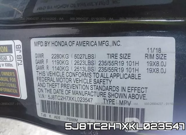 5J8TC2H7XKL023547 фото 10