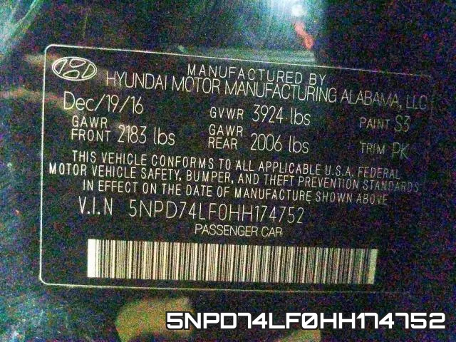 5NPD74LF0HH174752 фото 2
