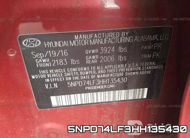5NPD74LF3HH135430 фото 9