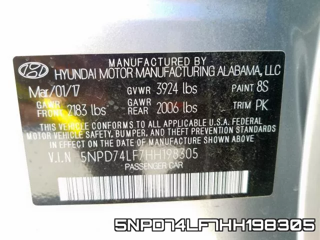 5NPD74LF7HH198305 фото 2
