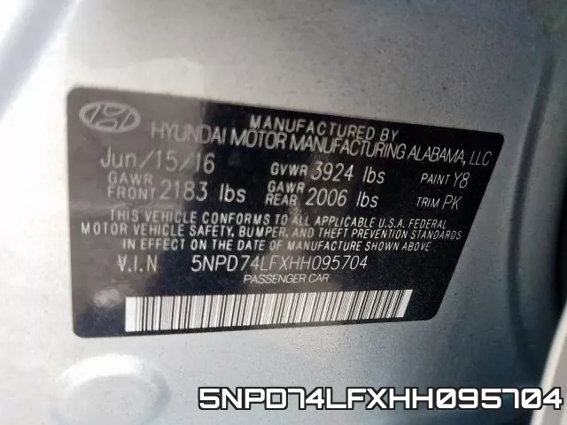 5NPD74LFXHH095704 фото 2