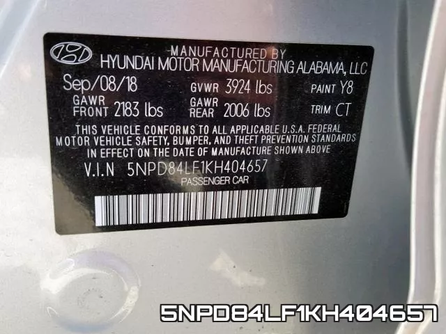 5NPD84LF1KH404657 фото 2