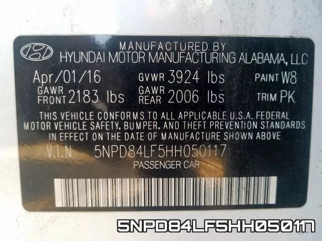 5NPD84LF5HH050117 фото 2