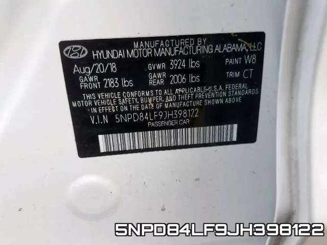 5NPD84LF9JH398122 фото 2