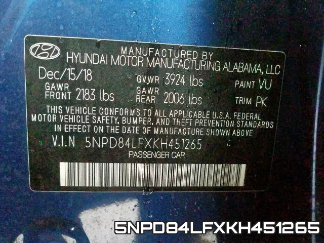 5NPD84LFXKH451265 фото 2