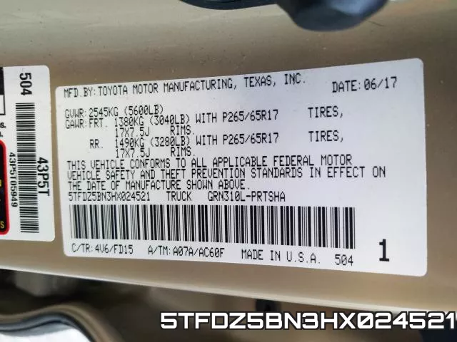 5TFDZ5BN3HX024521 фото 2