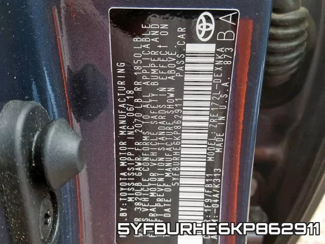 5YFBURHE6KP862911 фото 2