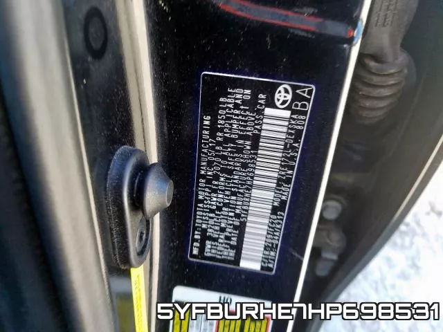 5YFBURHE7HP698531 фото 2