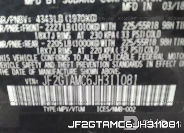 JF2GTAMC6JH311081 фото 9