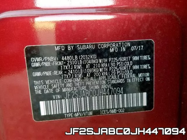 JF2SJABC0JH447094 фото 2