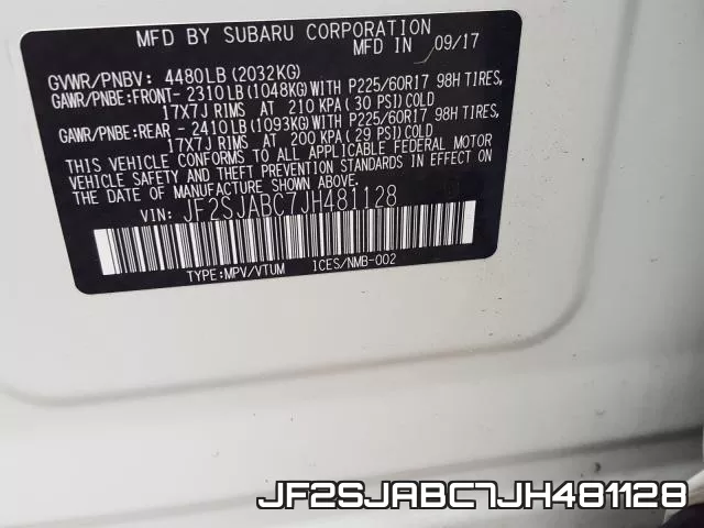 JF2SJABC7JH481128 фото 2