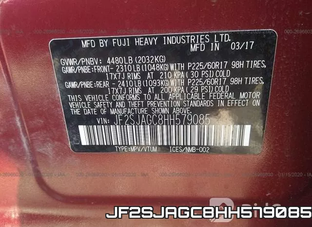 JF2SJAGC8HH579085 фото 8