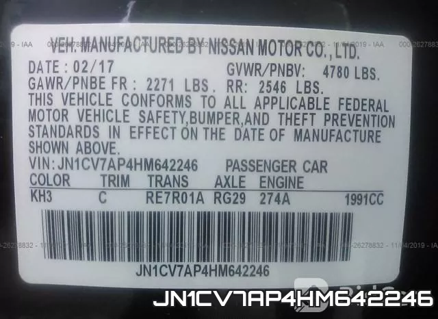 JN1CV7AP4HM642246 фото 9