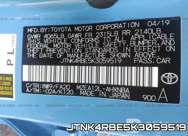 JTNK4RBE5K3059519 фото 9