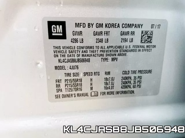 KL4CJASB8JB506948 фото 2