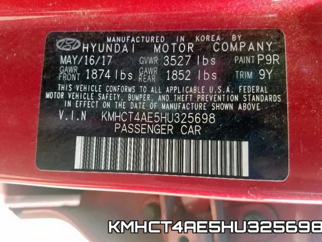 KMHCT4AE5HU325698 фото 2