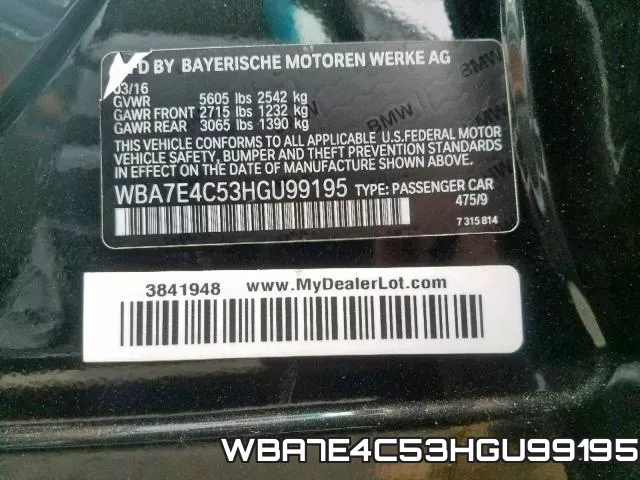 WBA7E4C53HGU99195 фото 2