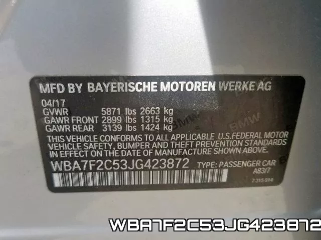 WBA7F2C53JG423872 фото 2