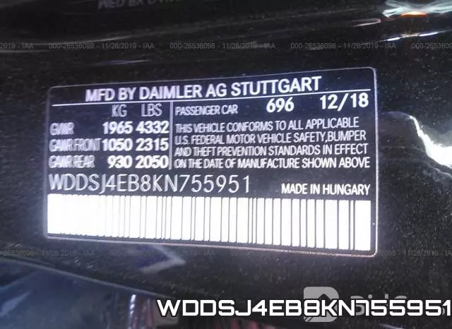 WDDSJ4EB8KN755951 фото 7