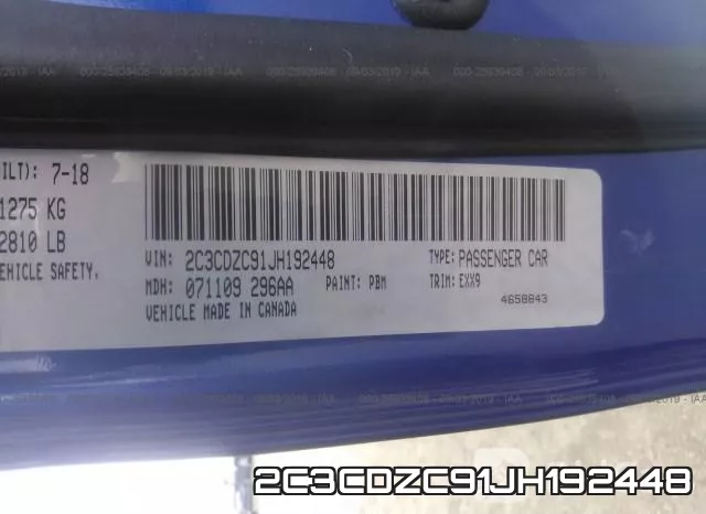 2C3CDZC91JH192448 фото 6