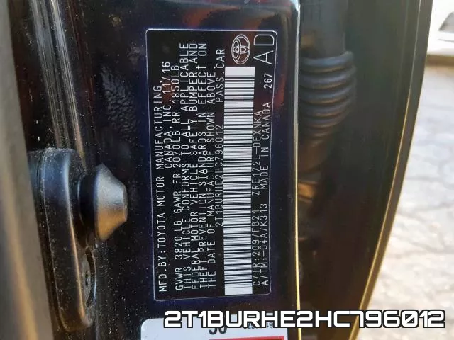 2T1BURHE2HC796012 фото 2