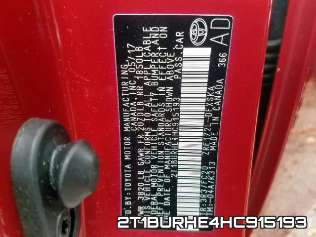 2T1BURHE4HC915193 фото 2