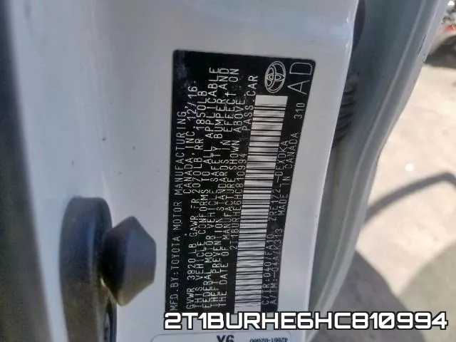 2T1BURHE6HC810994 фото 2