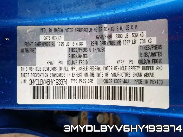 3MYDLBYV6HY193374 фото 2