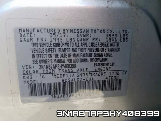 3N1AB7AP3HY408399 фото 2