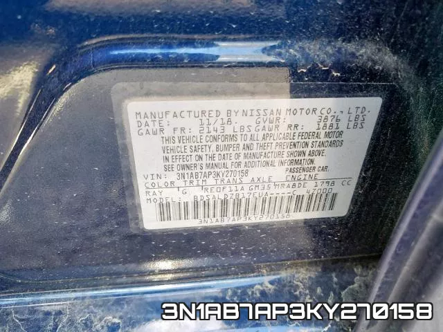 3N1AB7AP3KY270158 фото 2