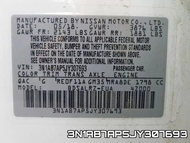 3N1AB7AP5JY307693 фото 2