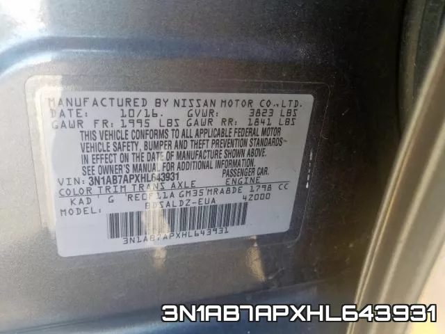 3N1AB7APXHL643931 фото 2