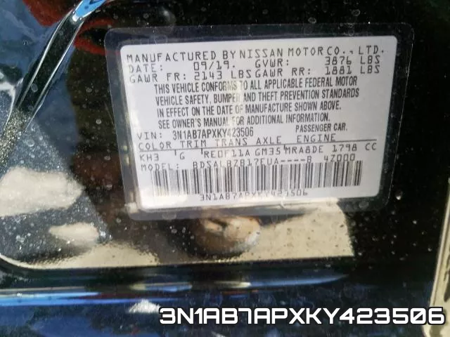 3N1AB7APXKY423506 фото 2
