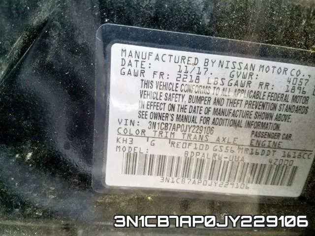 3N1CB7AP0JY229106 фото 2