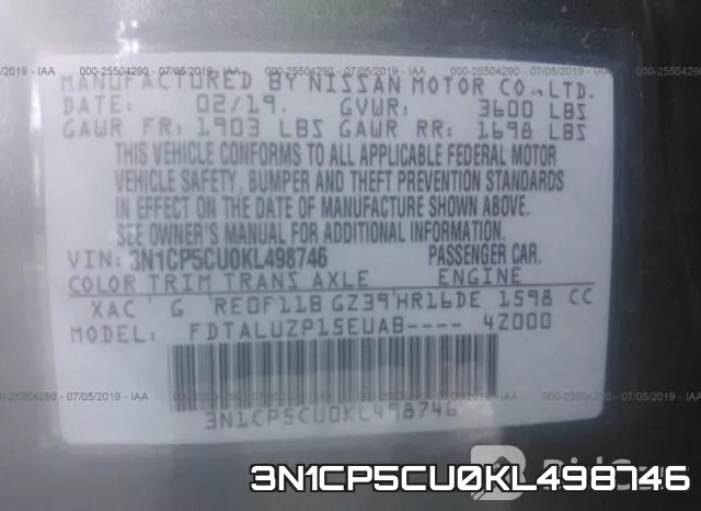 3N1CP5CU0KL498746 фото 7