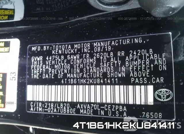 4T1B61HK2KU841411 фото 8