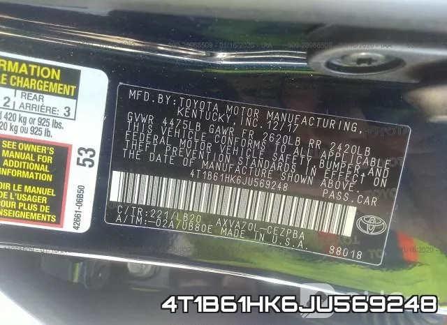 4T1B61HK6JU569248 фото 8